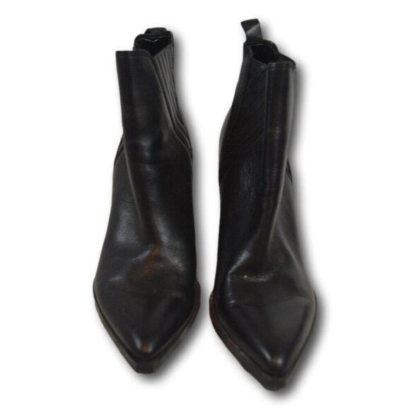 Marc Fisher Women's Gadri Boot Block Heel Pointed Black Leather Bootie Size: 8.5 - Picture 2 of 6